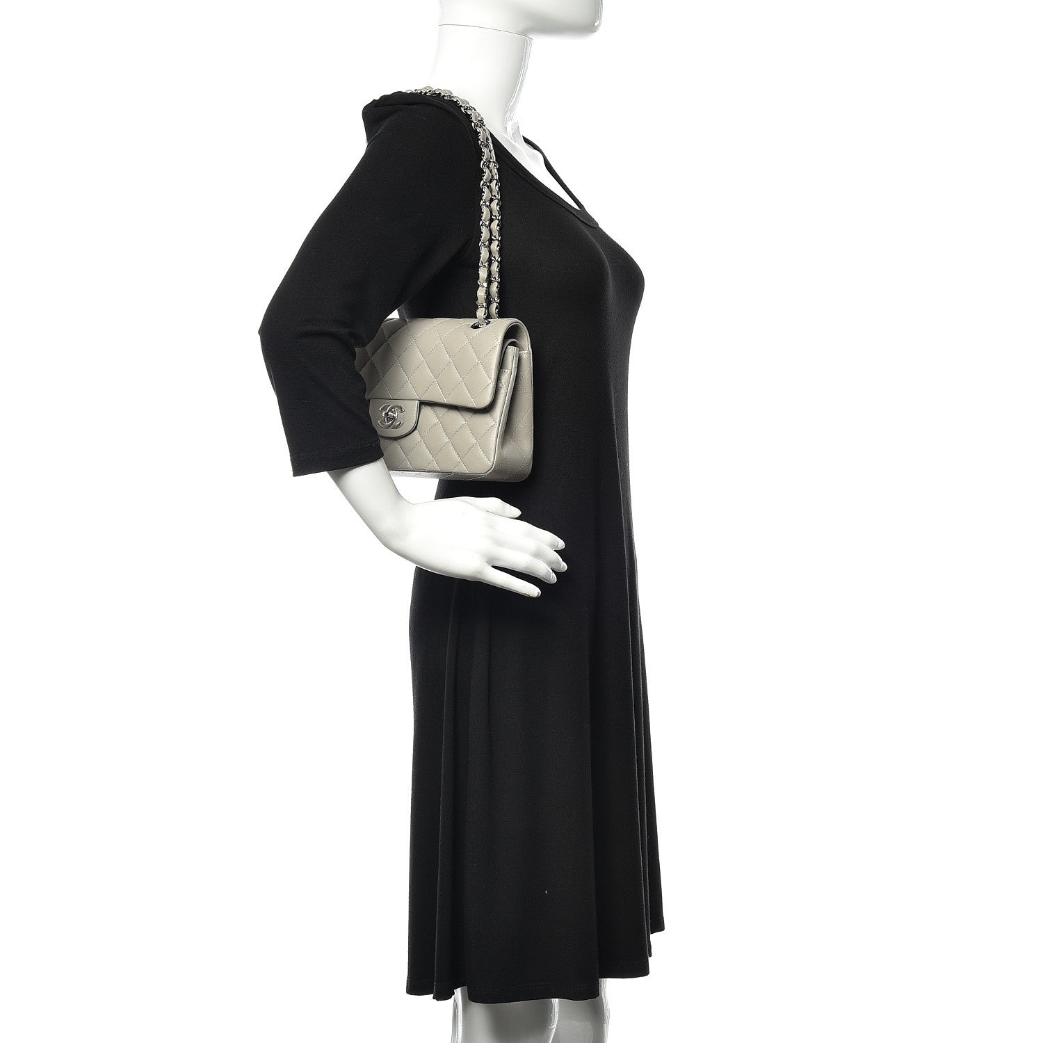 Chanel Lambskin Quilted Small Double Flap Grey 2 of 12