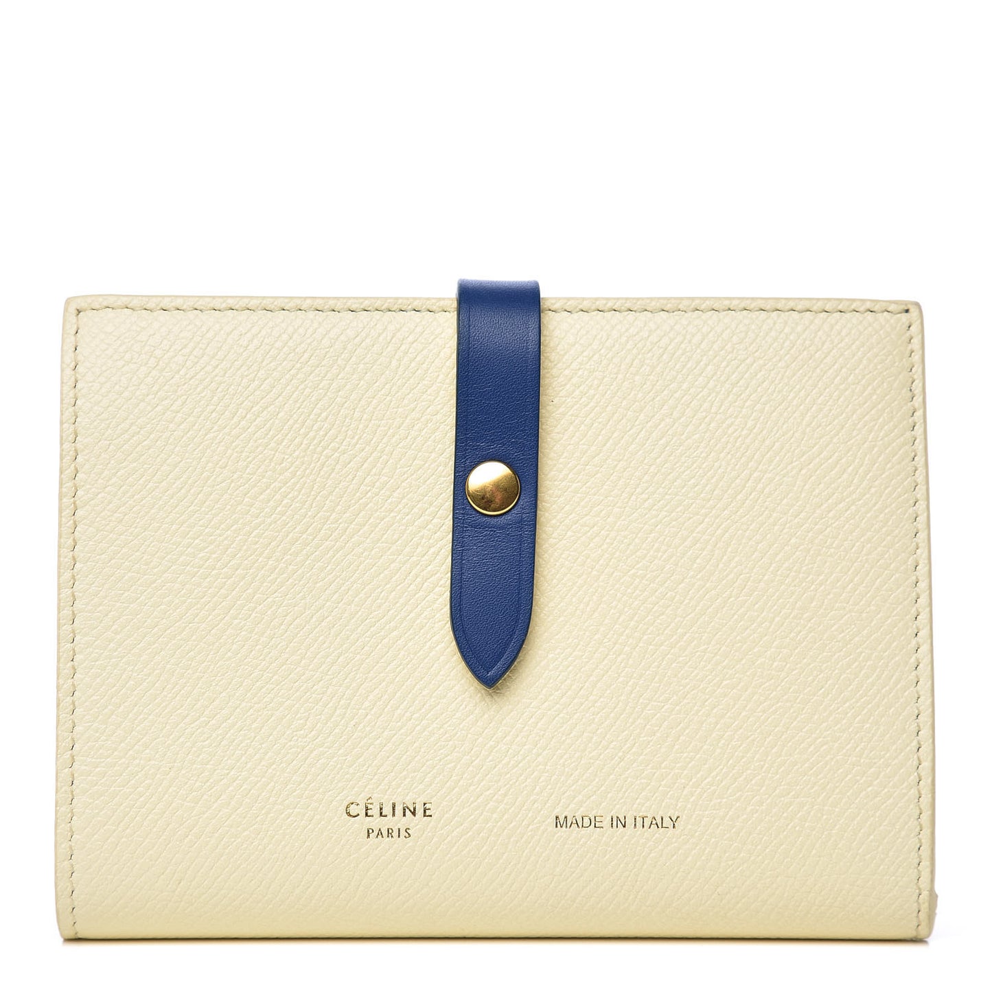 Grained Calfskin Medium Multifunction Strap Wallet Ivory