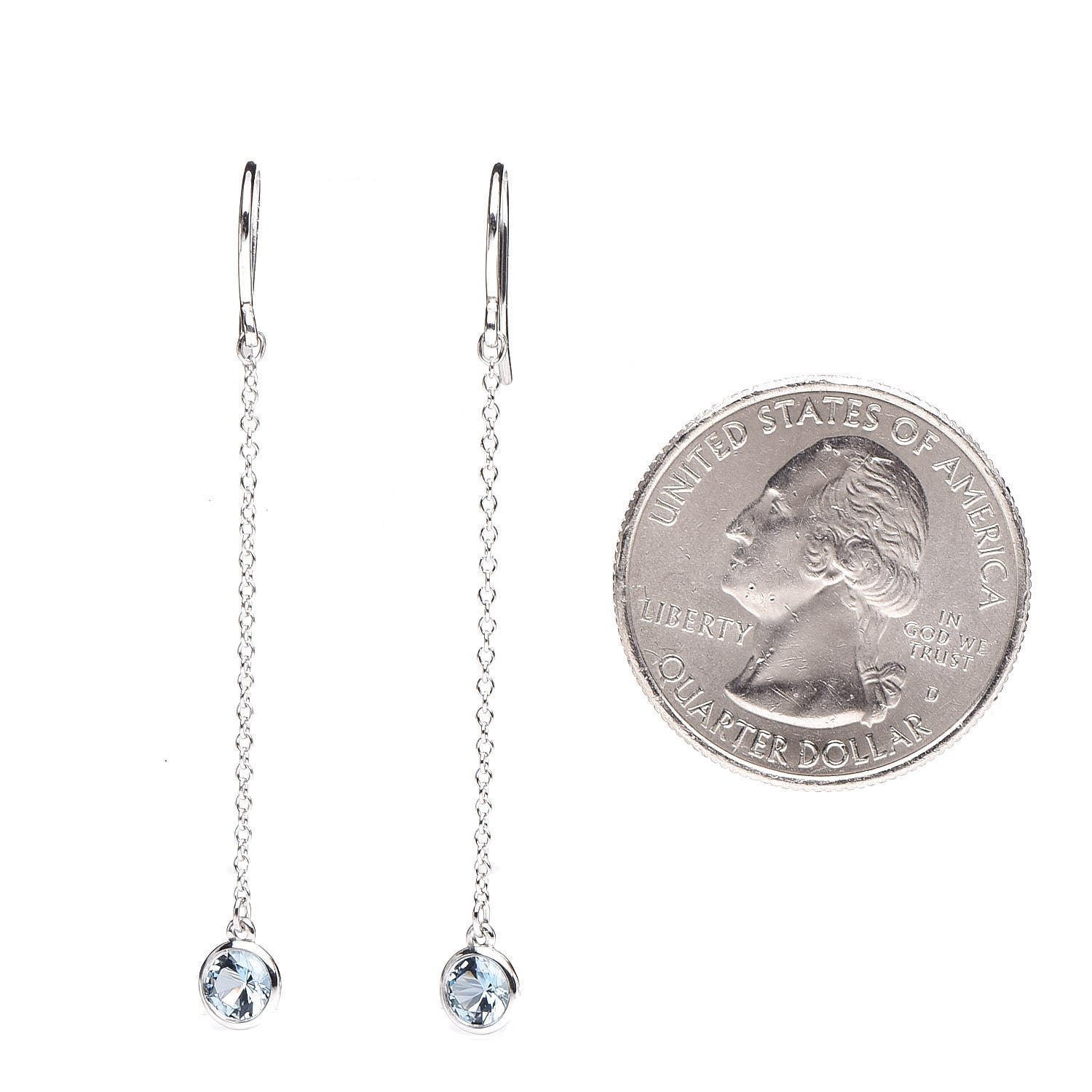 Tiffany Platinum Aquamarine .10ct Color By The Yard Drop Earrings 2 of 3