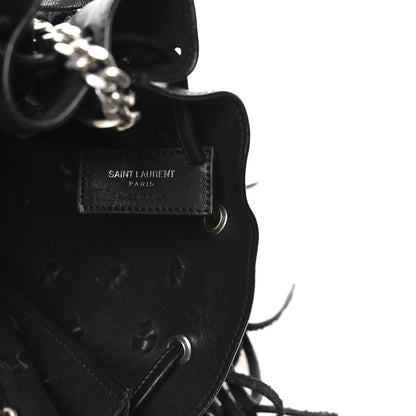 Saint Laurent Calfskin Fringe Monogram Mini Bourse Bucket Bag Black 6 of 10