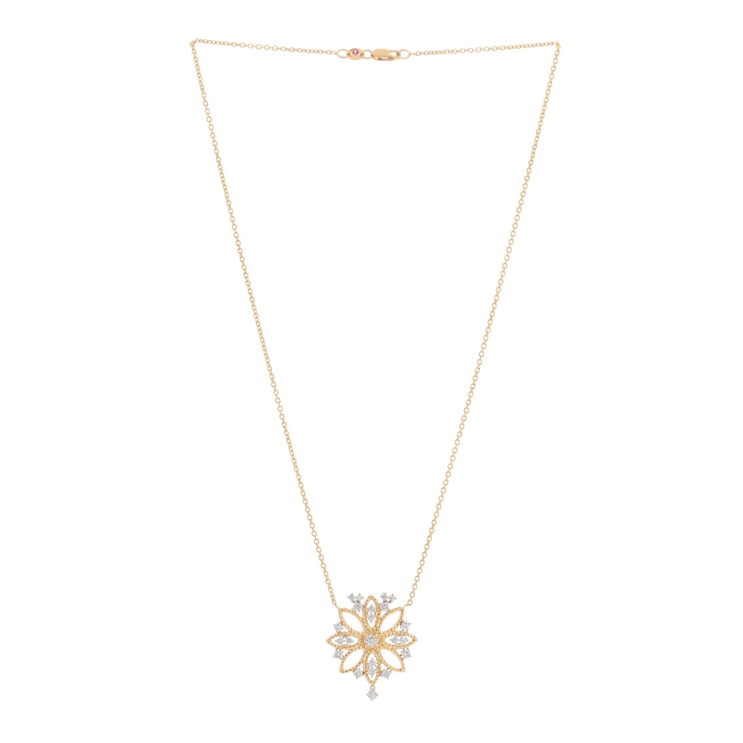 Roberto Coin 18K Yellow White Gold Diamond New Barocco Pendant Necklace 2 of 3