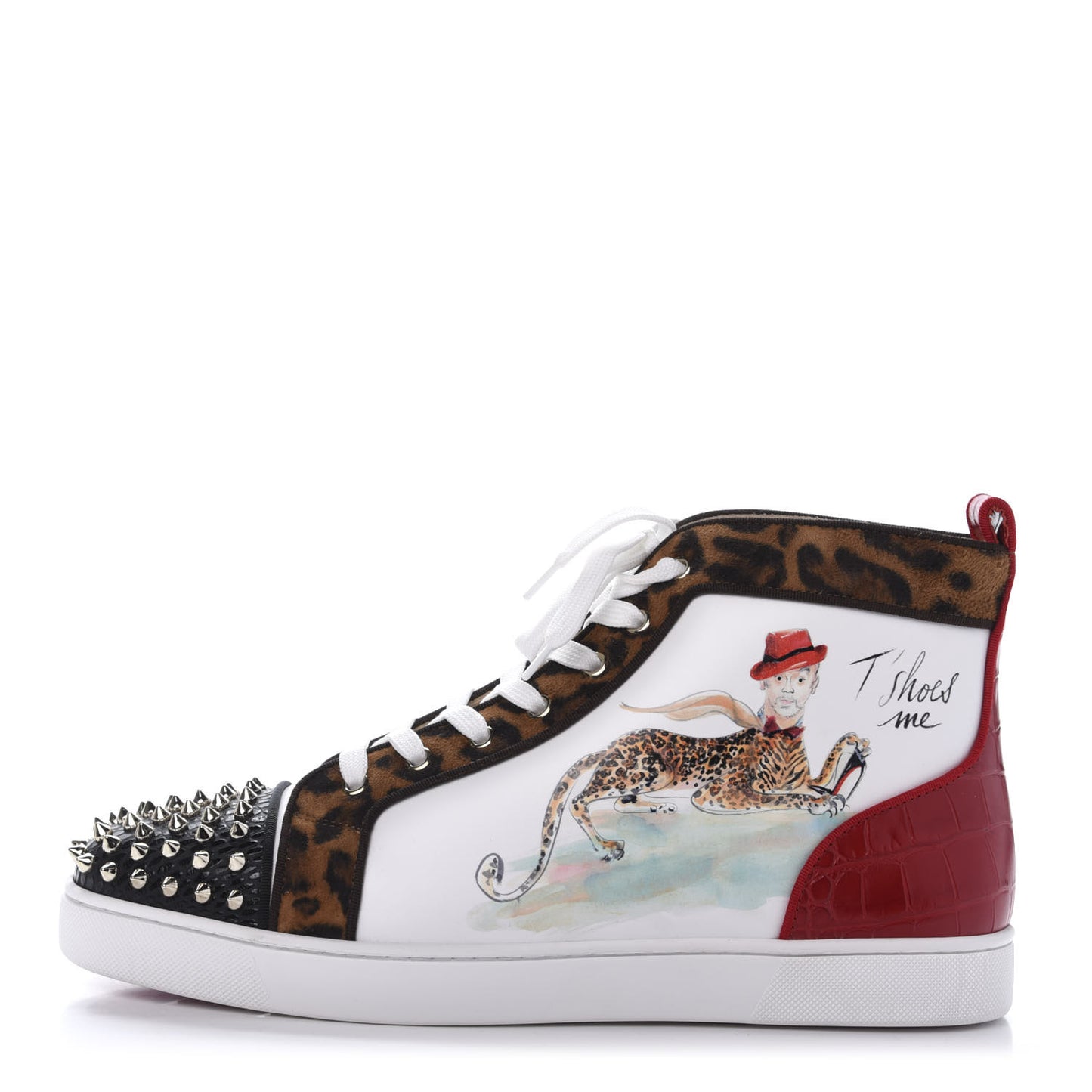 Calfskin Lou Spikes Paris Loubi Flat Sneakers 44.5
