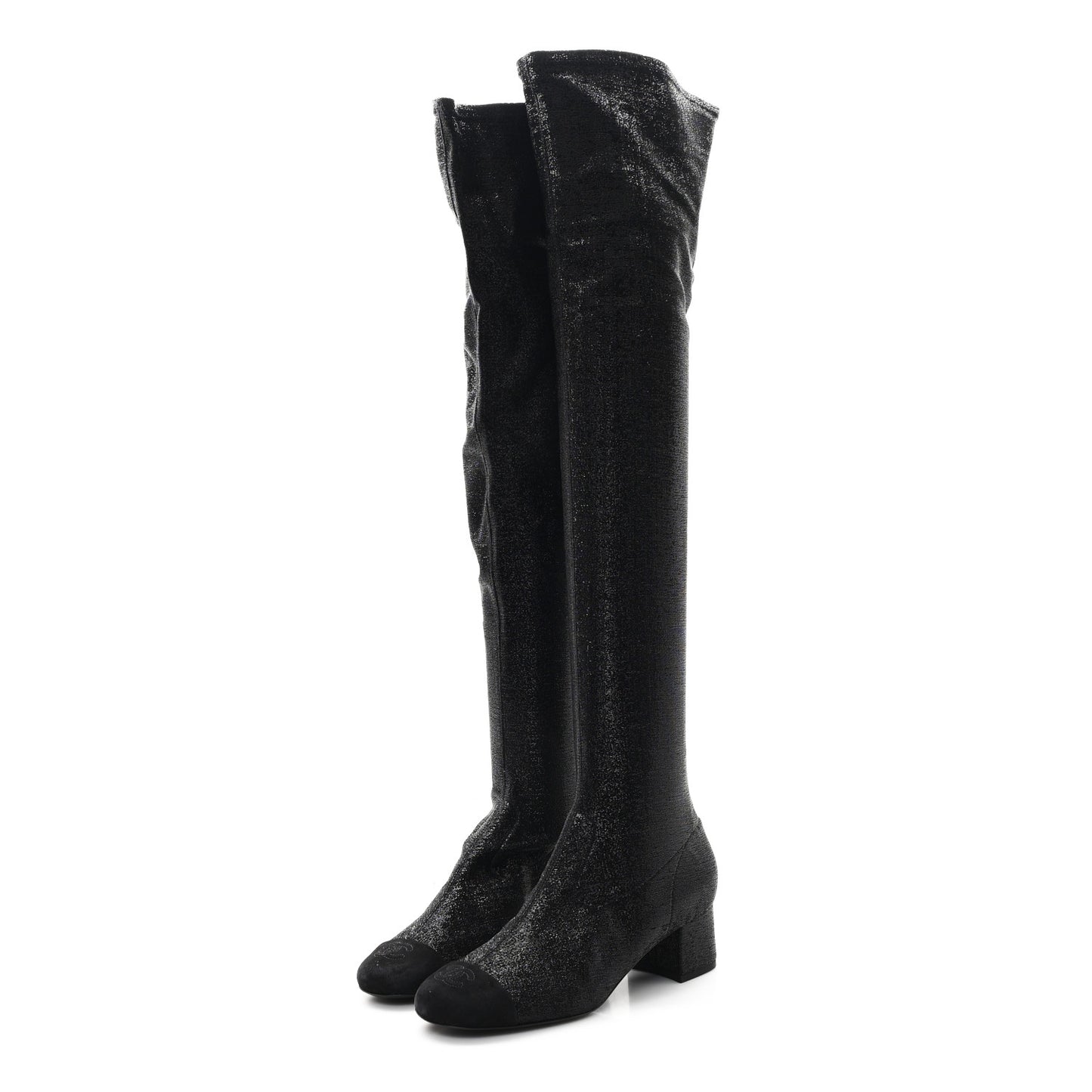 Glitter High Boots 37 Black