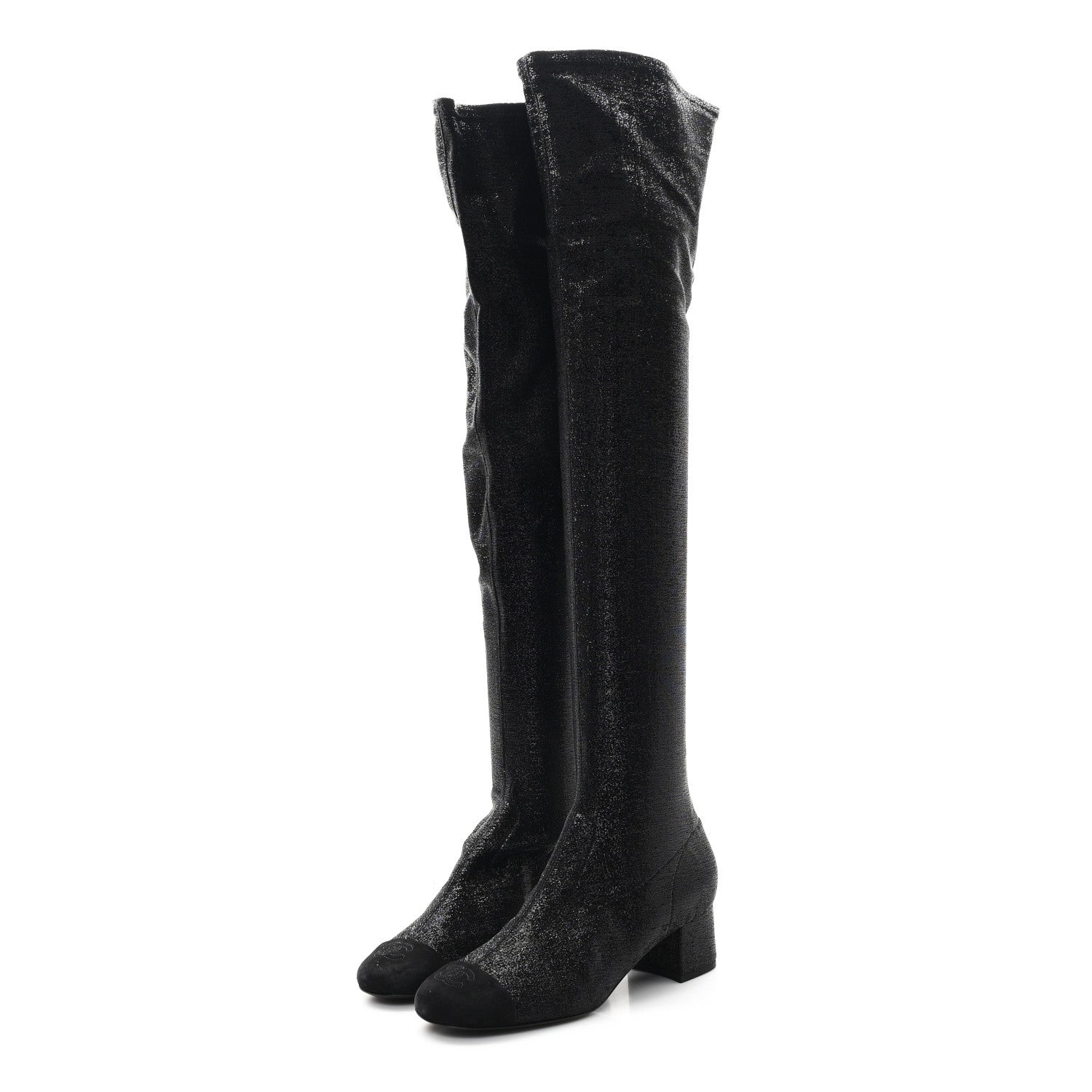 Chanel Glitter High Boots 37 Black 3 of 6