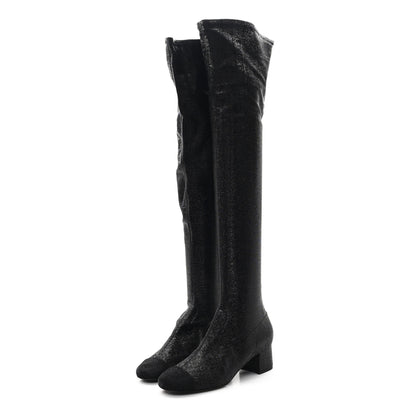 Chanel Glitter High Boots 37 Black 3 of 6