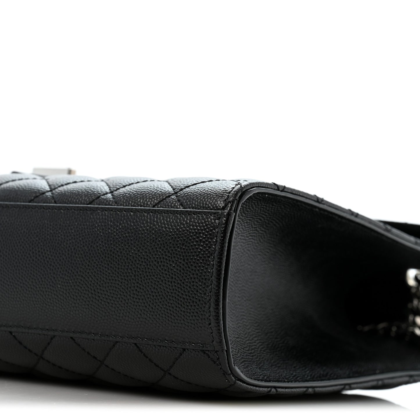 Grain De Poudre Textured Mixed Matelasse Large Triquilt Monogram Satchel Black