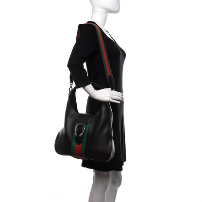 Gucci Calfskin Web Stripe Medium Dionysus Hobo Black 2 of 13