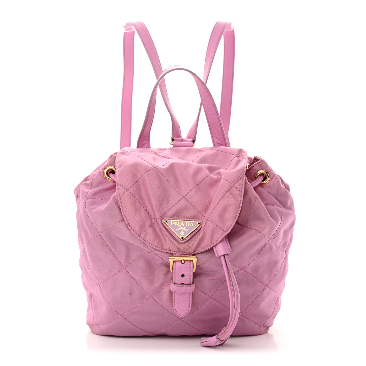 Prada Tessuto Nylon Vela Quilted Cinch Backpack Pink 1 of 16