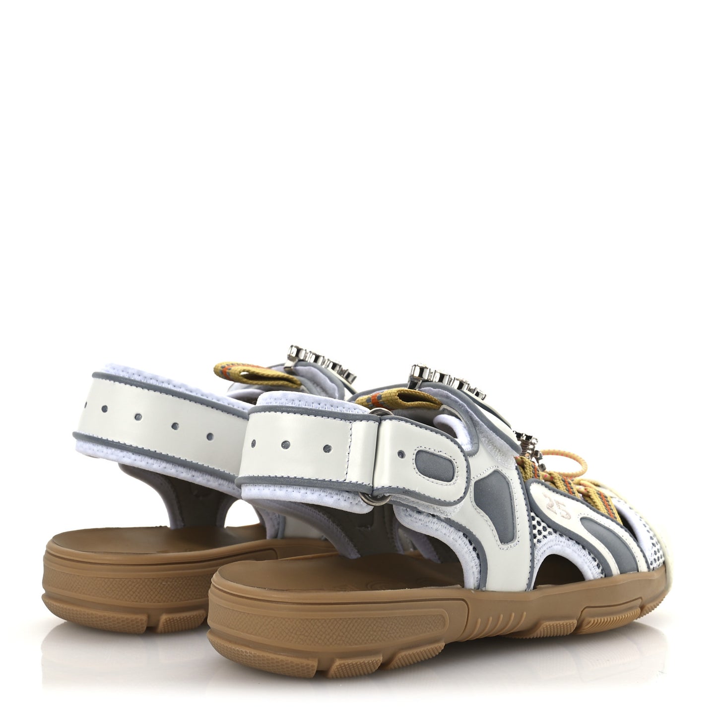 Mesh Fabric Tinsel Sport Sandals 37 White Silver
