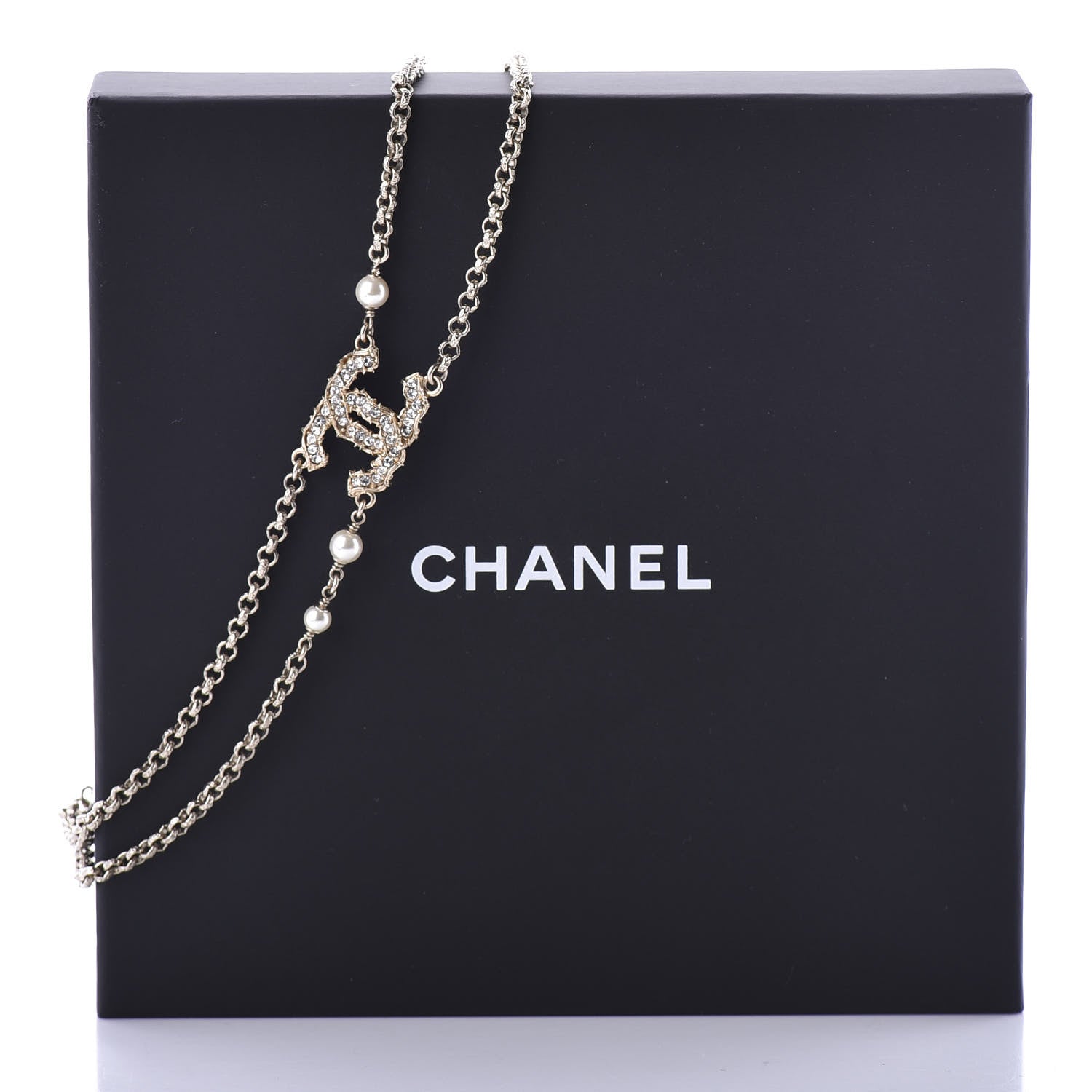 Chanel Pearl Crystal CC Camellia Express Necklace Gold 6 of 6