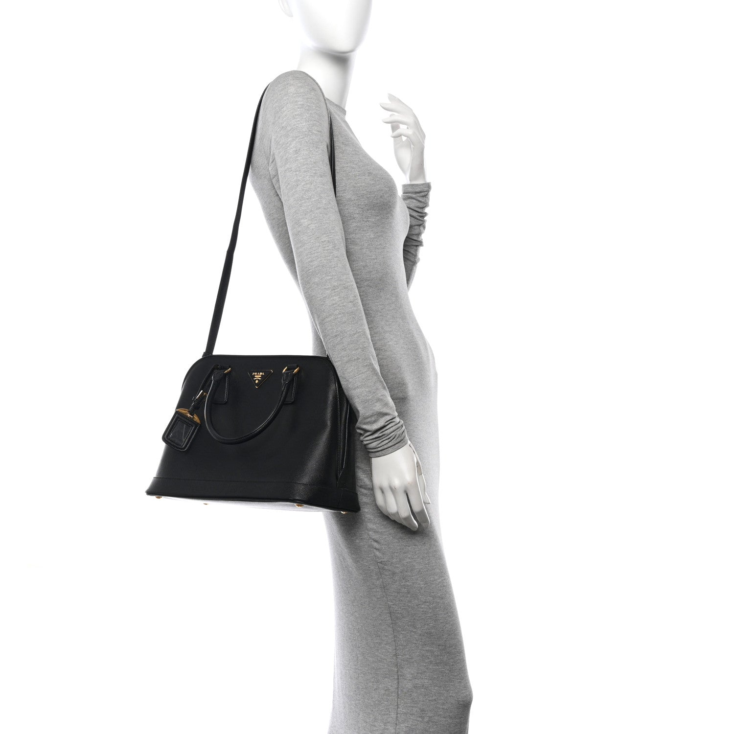 Prada Saffiano Lux Medium Promenade Tote Black 2 of 12