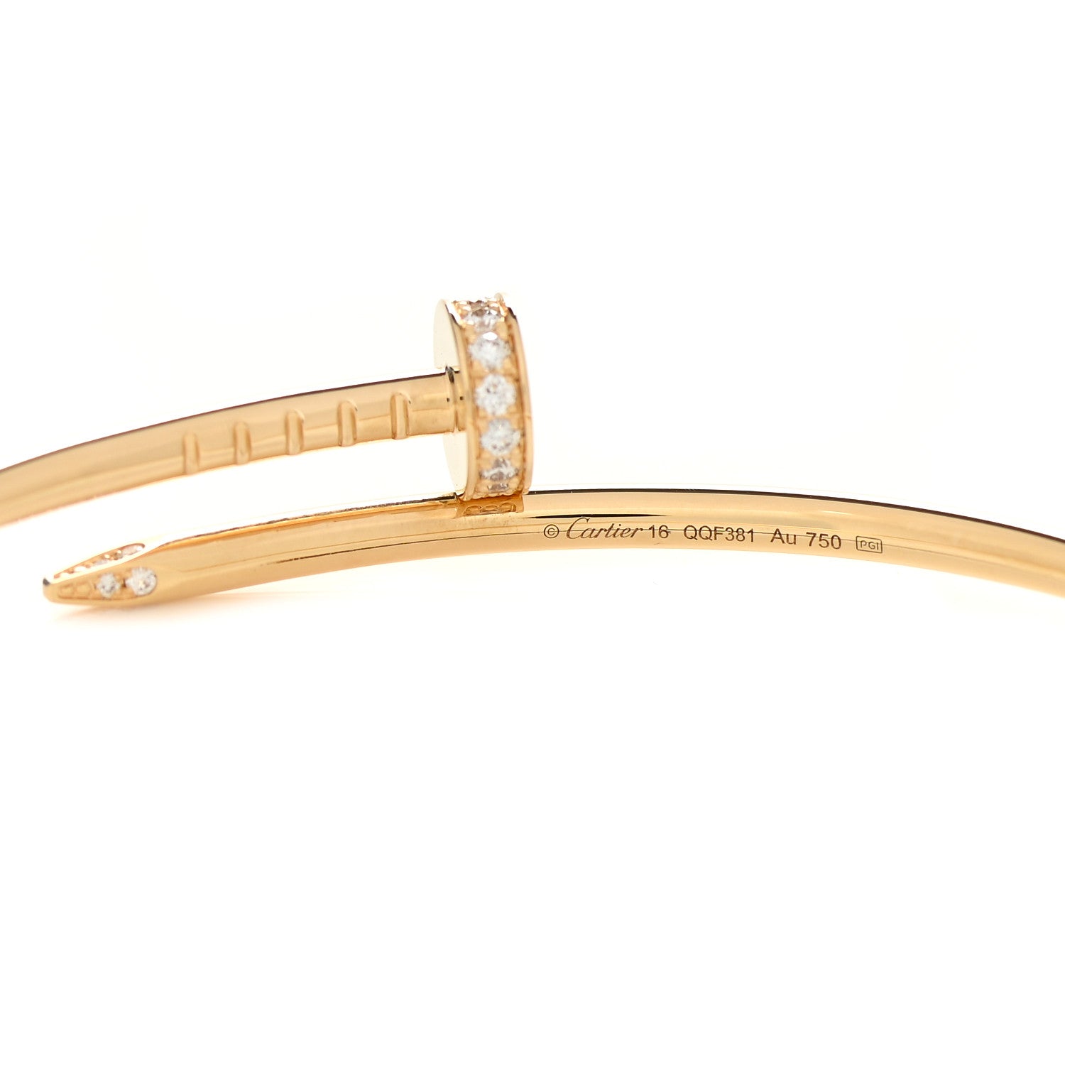Cartier 18K Yellow Gold Diamond Small Juste Un Clou Bracelet 16 3 of 4