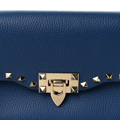 Valentino Garavani Pebbled Calfskin Medium Rockstud Flip Lock Crossbody Bag Peacock 7 of 9