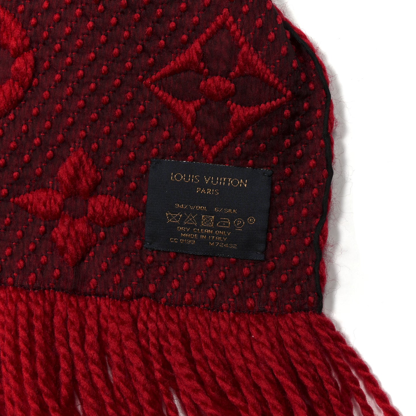Wool Silk Logomania Scarf Rubis