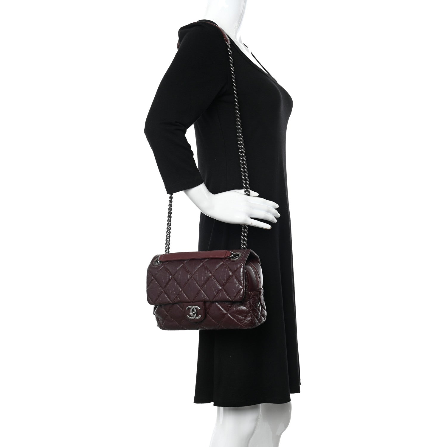 Chanel Aged Calfskin Medium New Portobello Flap Burgundy 2 of 14