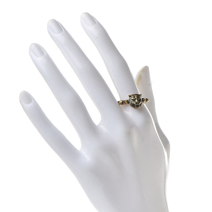 Gucci Metal Feline Head Ring 16 Aged Gold 2 of 6