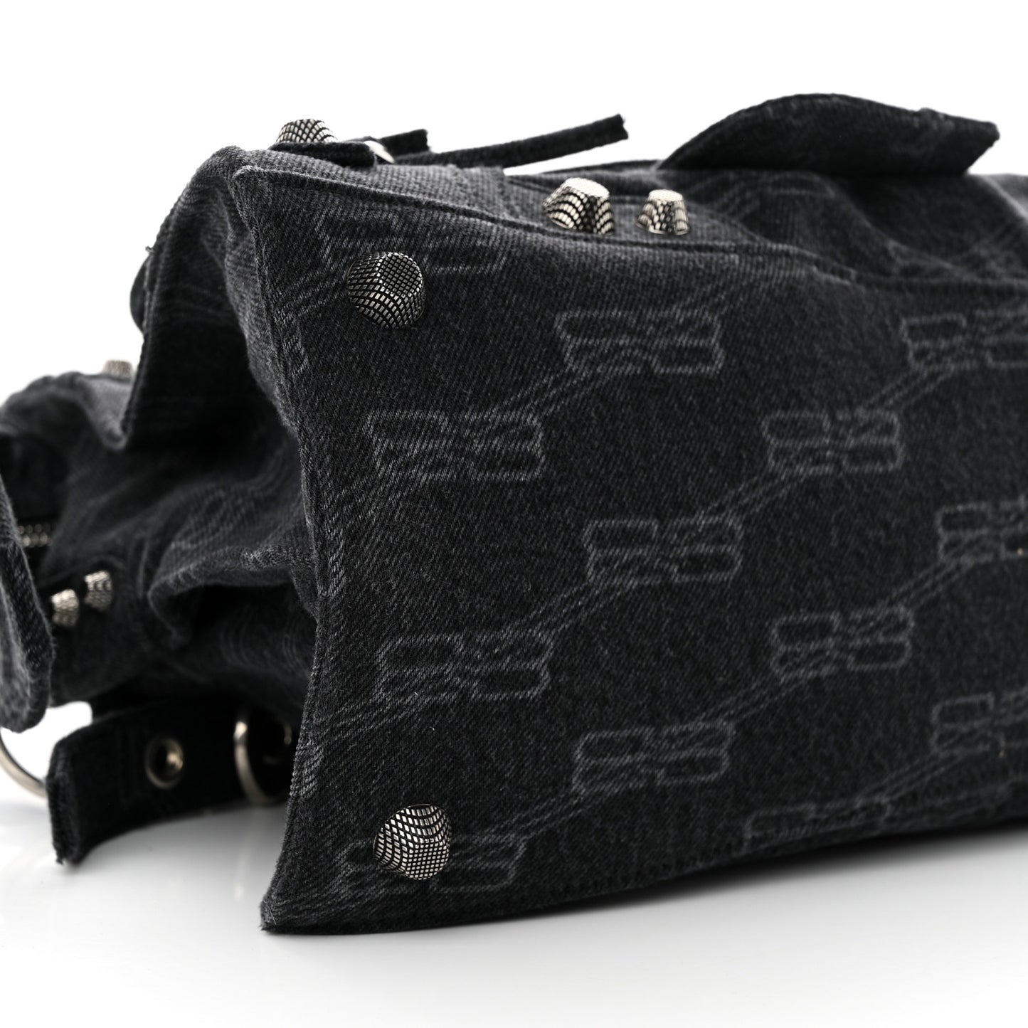 Washed Denim BB Monogram Neo Cagole City Handbag Black
