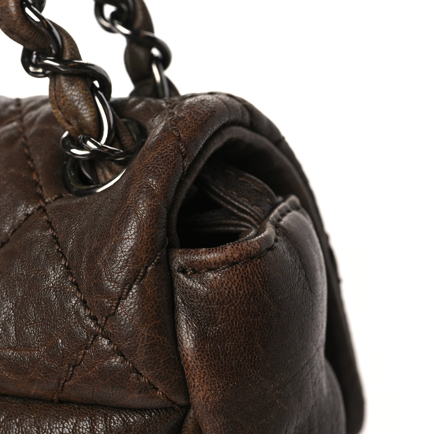Chanel Distressed Lambskin Lady Braid Flap Brown 12 of 13