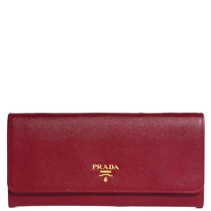 Prada Saffiano Metal Oro Chain Wallet Cherry 1 of 10