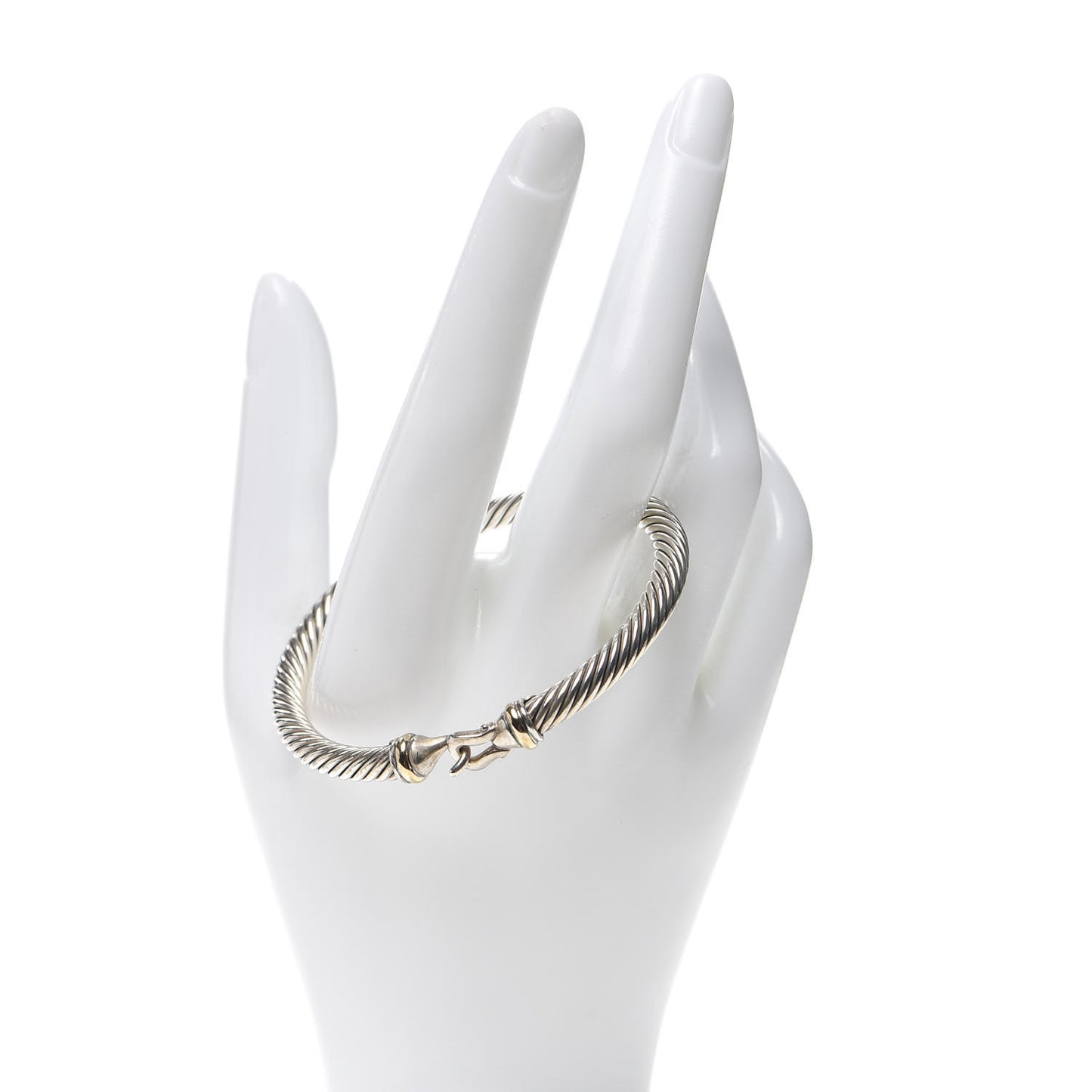 Sterling Silver 18K Yellow Gold 5mm Cable Classic Buckle Bracelet