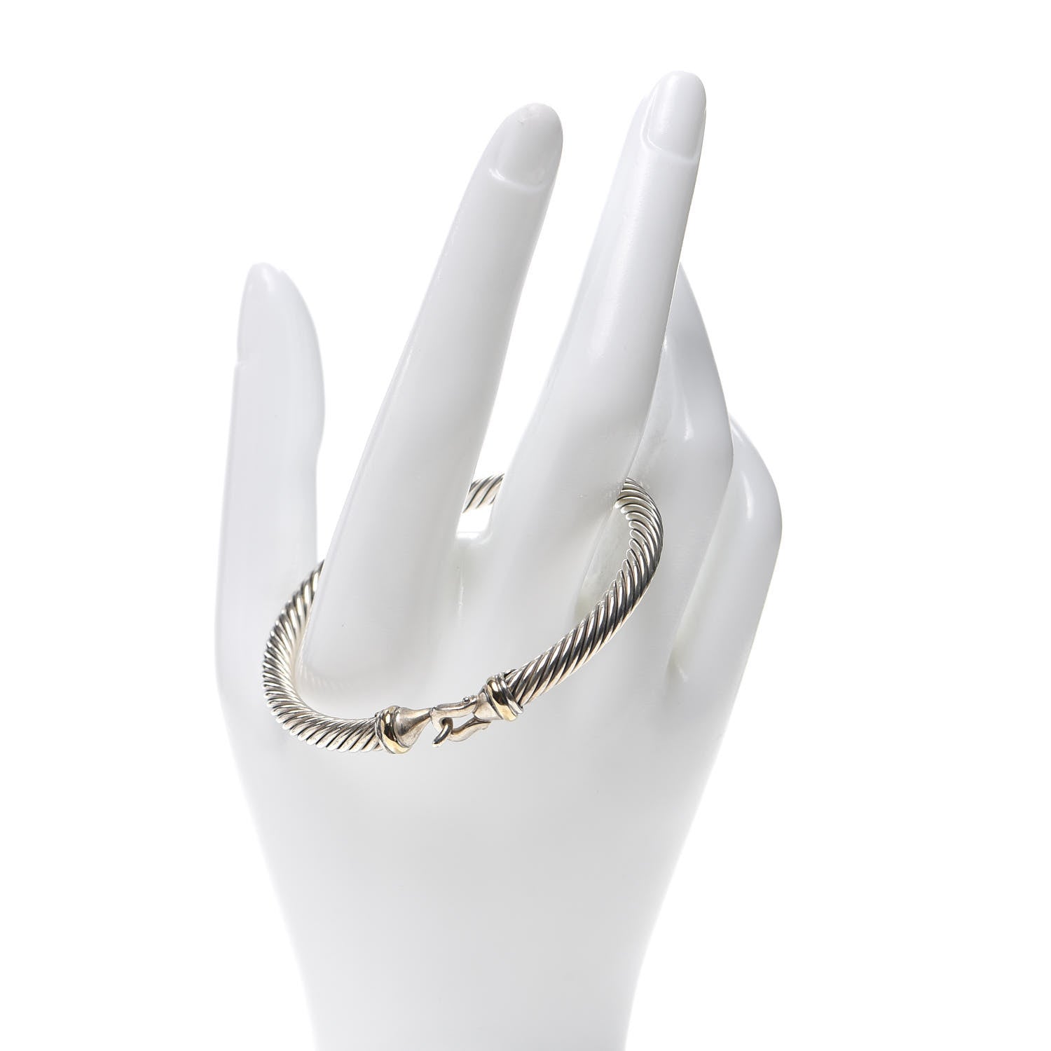 David Yurman Sterling Silver 18K Yellow Gold 5mm Cable Classic Buckle Bracelet 2 of 4