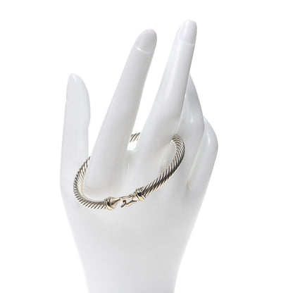 David Yurman Sterling Silver 18K Yellow Gold 5mm Cable Classic Buckle Bracelet 2 of 4