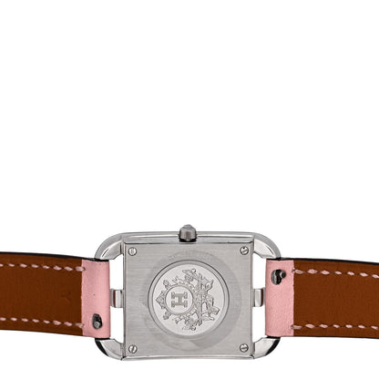 Hermes Stainless Steel Swift Diamond Pink Sapphire Mother of Pearl 23mm Cape Cod Double Tour Quartz Watch Rose Sakura 4 of 5