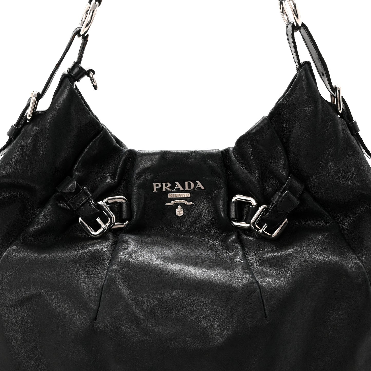 Soft Calf Pleated Hobo Black
