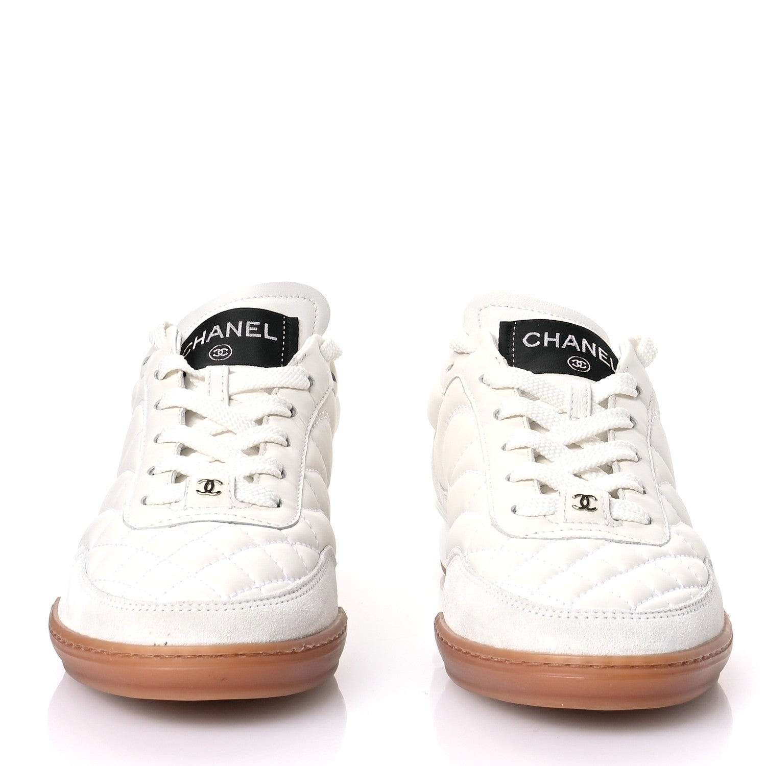 Chanel Suede Calfskin Quilted Sneakers 36 White 3 of 9