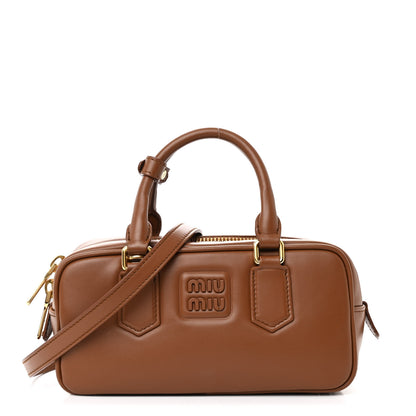 Miu Miu Calfskin Arcadie Top Handle Bag Cognac 1 of 12