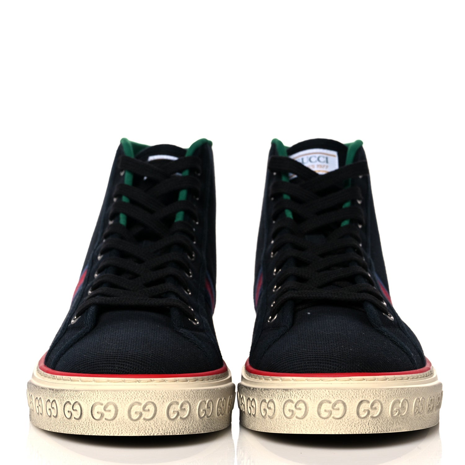 Gucci Canvas Web Mens 1977 Tennis High Top Sneakers 10 Black 2 of 8