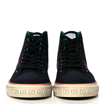 Gucci Canvas Web Mens 1977 Tennis High Top Sneakers 10 Black 2 of 8