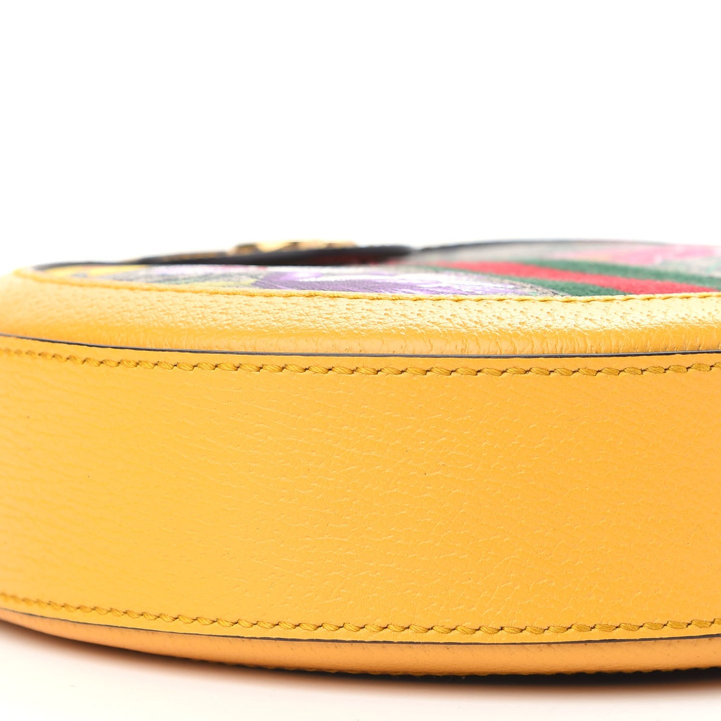 GG Supreme Monogram Flora Web Mini Ophidia Round Shoulder Bag Beige Multicolor Crop