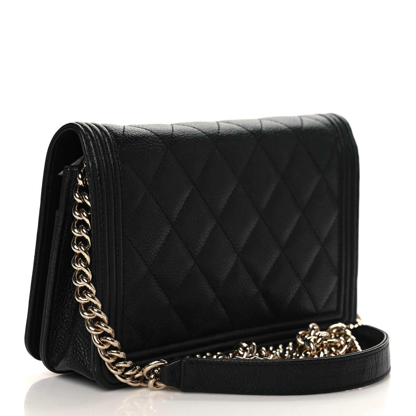 Caviar Quilted Boy Wallet On Chain WOC Black