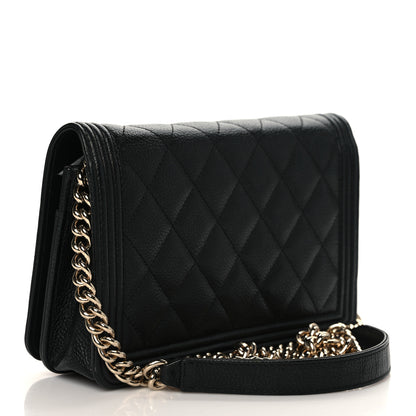 Chanel Caviar Quilted Boy Wallet On Chain WOC Black 3 of 10