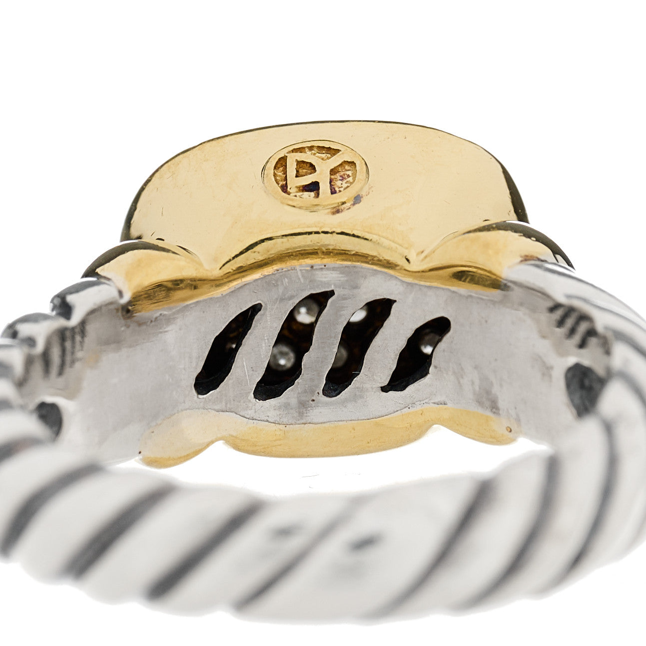 Sterling Silver 14K Yellow Gold Diamond 10mm Noblesse Ring 51 5.75