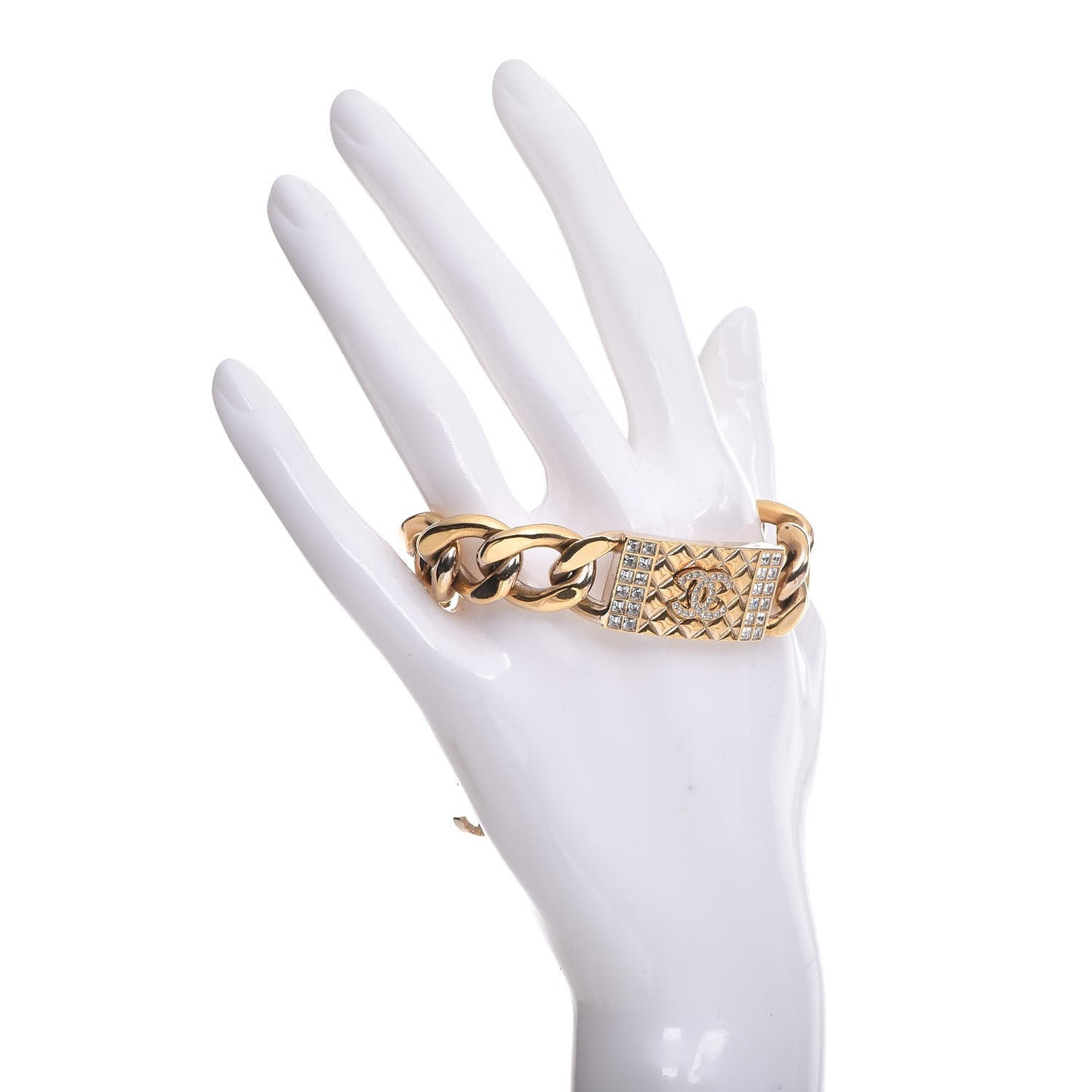 Crystal CC Chain ID Bracelet Gold