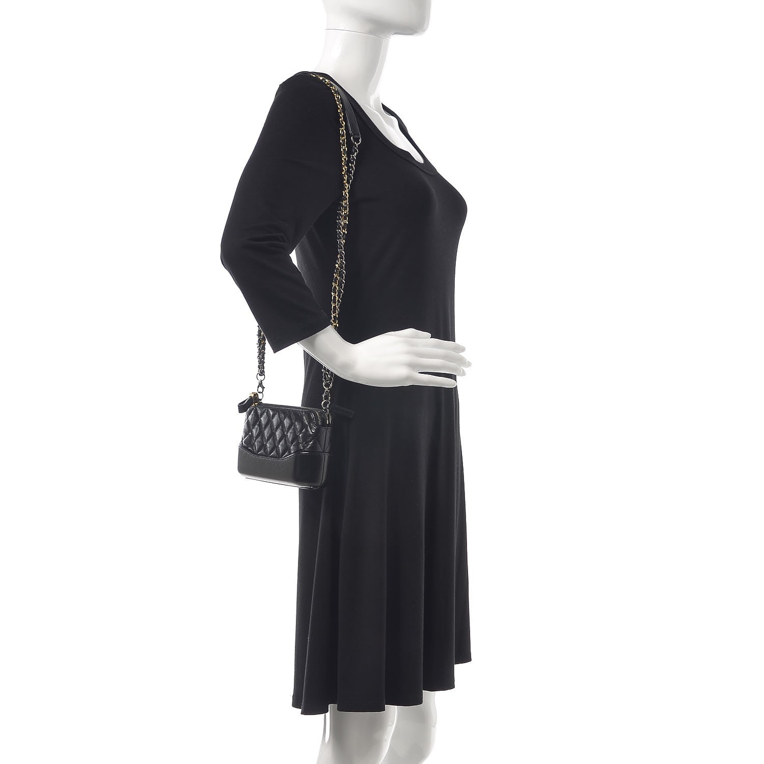 Chanel Aged Calfskin Quilted Small Gabrielle Clutch With Chain Black 2 of 12