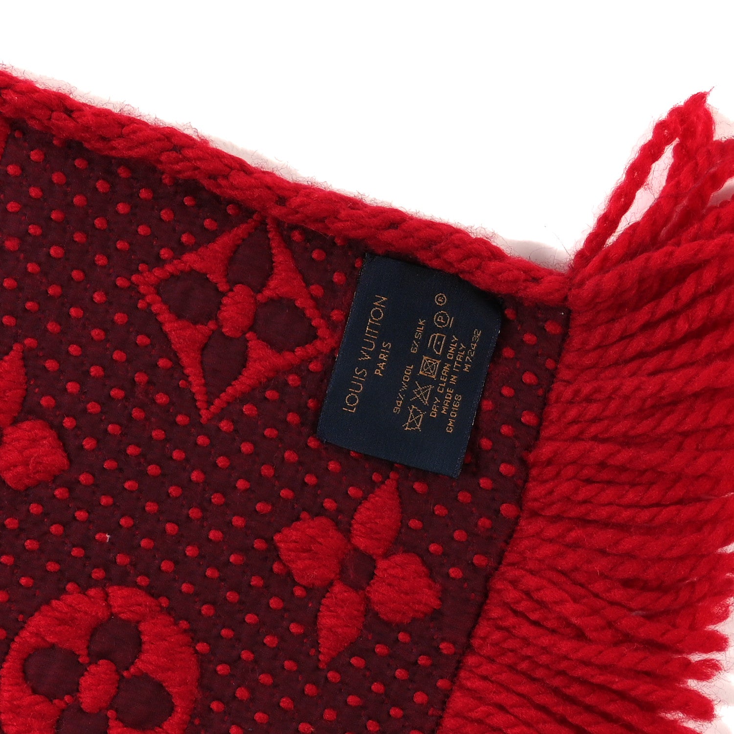 Louis Vuitton Wool Silk Logomania Scarf Rubis 3 of 3