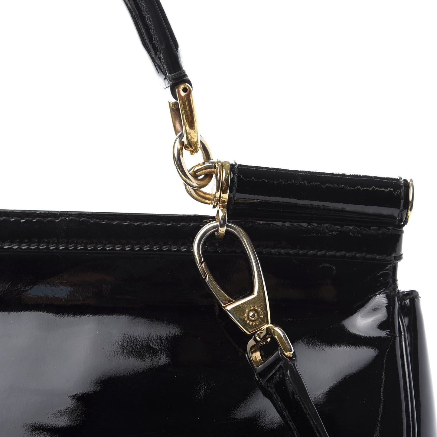 Patent Large Miss Sicily Satchel Black