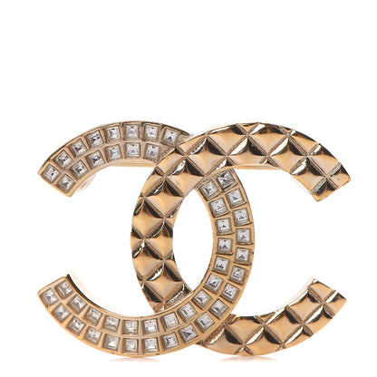 Chanel Baguette Crystal Quilted CC Brooch Gold 1 of 4