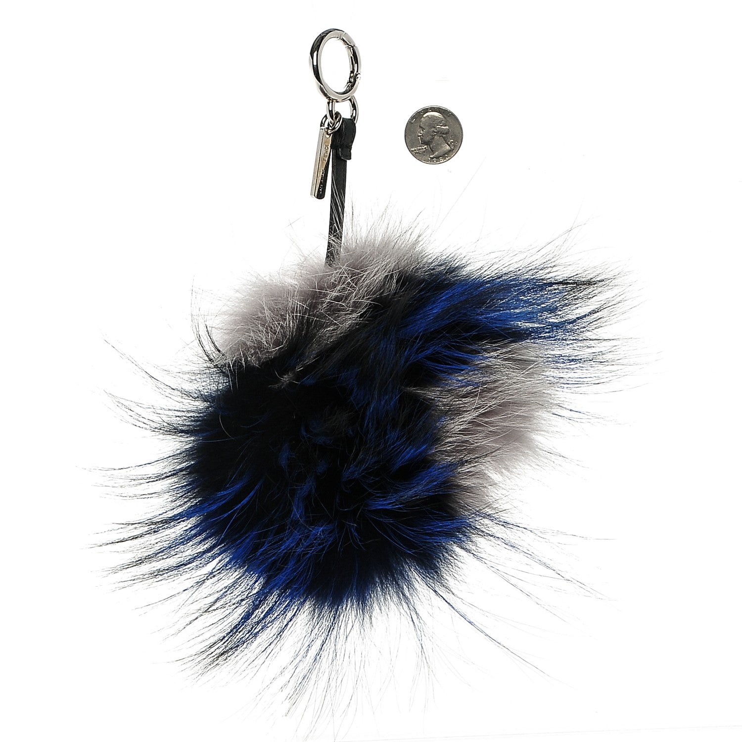 Fendi Mink Fox Rabbit Fur Crystal Glamoroso Monster Bag Charm Black Blue Grey 2 of 5