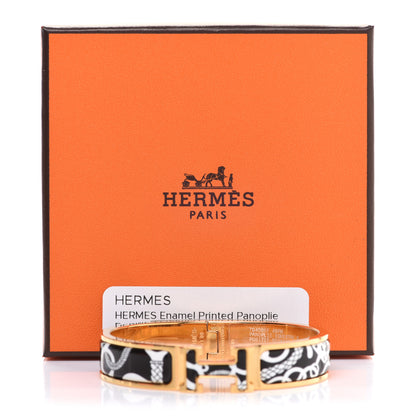 Hermes Enamel Printed Panoplie Equestre Narrow Clic Clac H Bracelet PM Positif Negatif 7 of 7