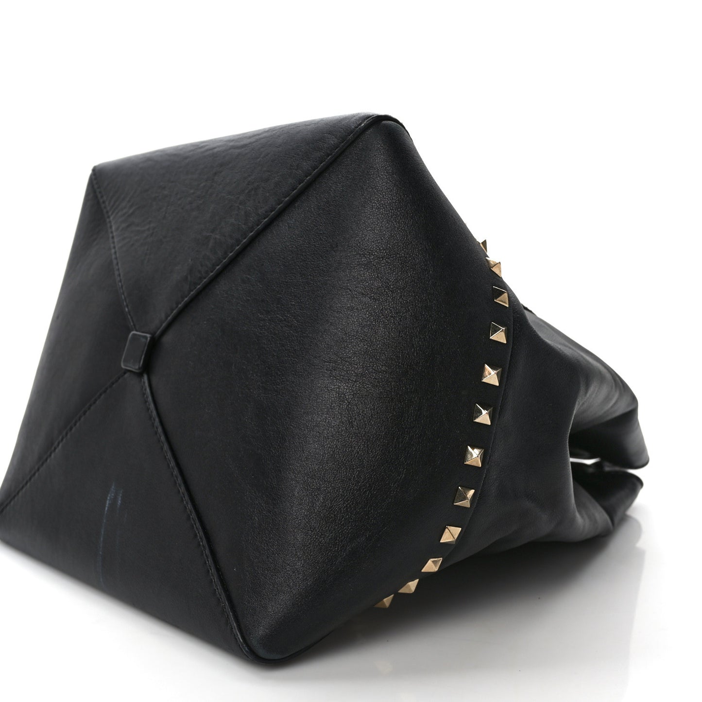 Calfskin Rockstud New Dome Bucket Tote Black
