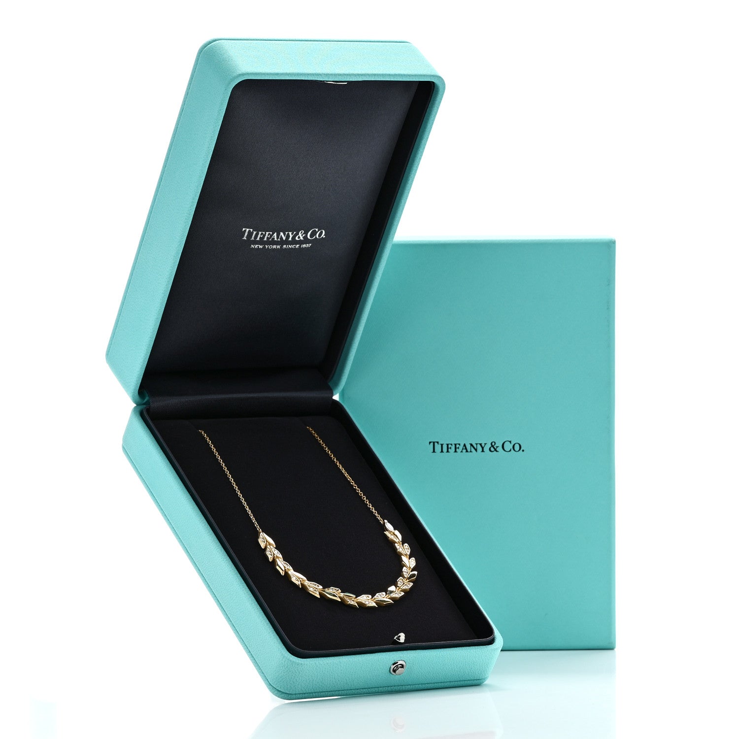 Tiffany 18K Yellow Gold Diamond Victoria Vine East West Necklace 7 of 7