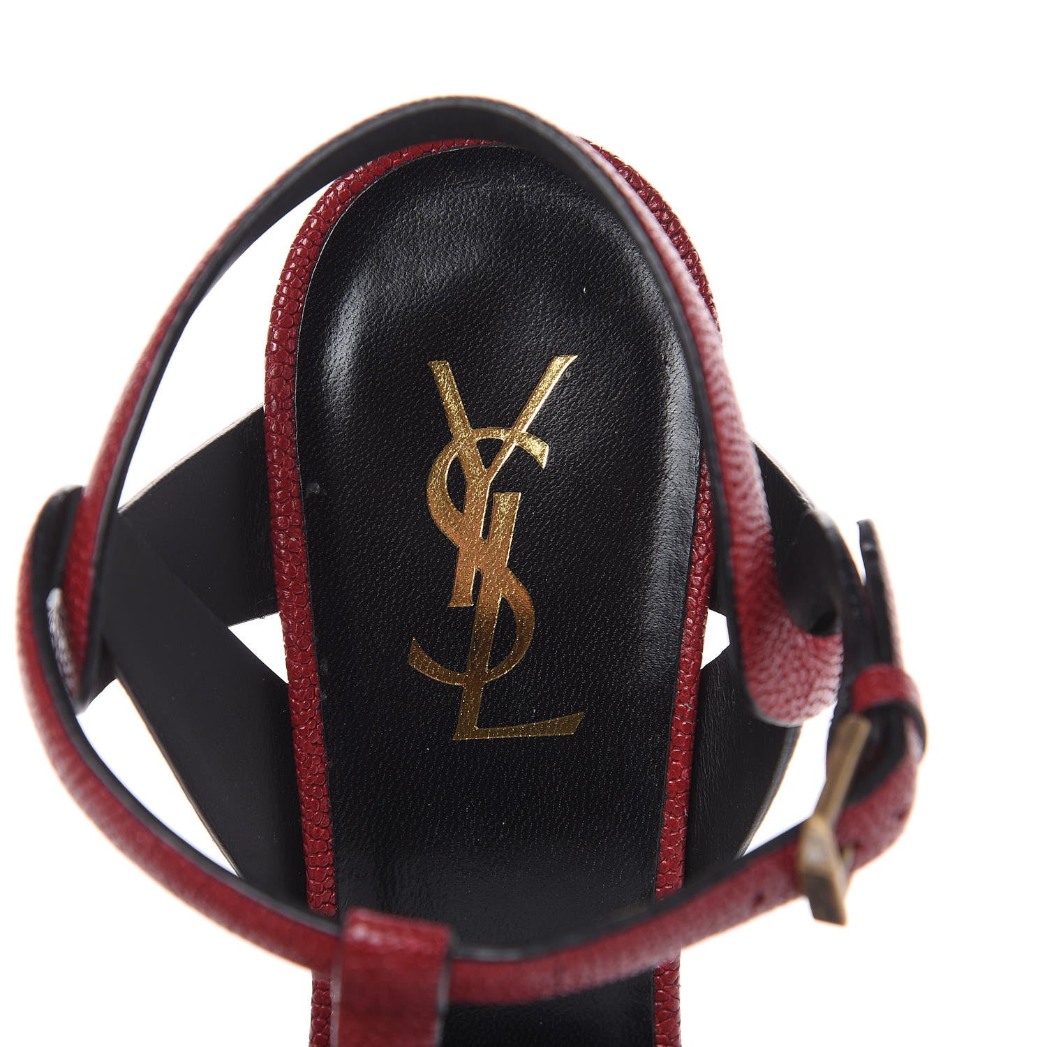Saint Laurent Textured Calfskin Tribute 105 Platform Sandals 39 Deep Red 8 of 10