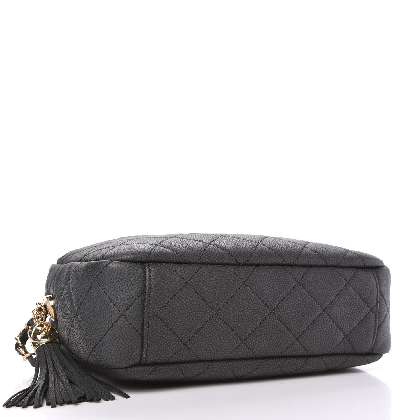 Caviar Quilted Medium Coco Tassel Camera Case Black
