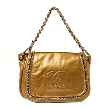 Chanel Metallic Patent Luxe Ligne Flap Gold 1 of 8