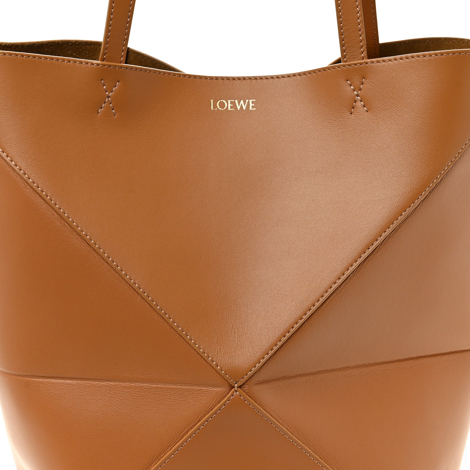Loewe Shiny Calfskin Medium Puzzle Fold Tote Warm Desert 7 of 9