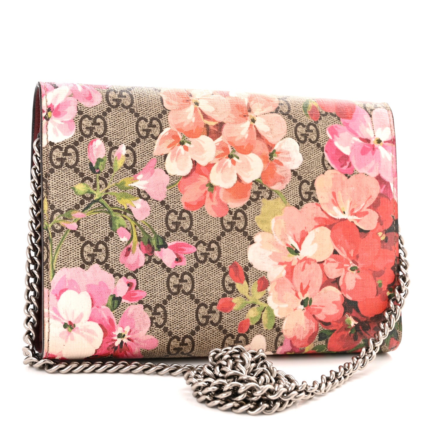 Gucci GG Supreme Monogram Blooms Mini Dionysus Chain Wallet Beige Multicolor Dry Rose 3 of 17